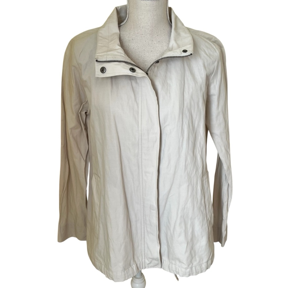 Eileen Fisher Ivory Rumpled Organic Cotton Utility Jacket XS